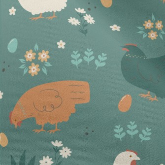 Simple Hen And Flowers Chiffon