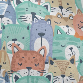 Hand Drawn Colorful Cat Face Chiffon