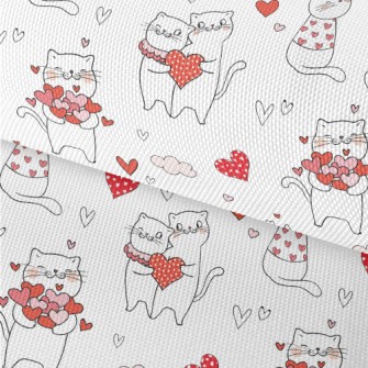 Pink Love Heart Cat Waterproof Oxford