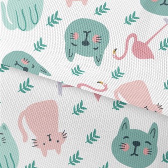 Colorful Cats And Flamingoes Waterproof Oxford