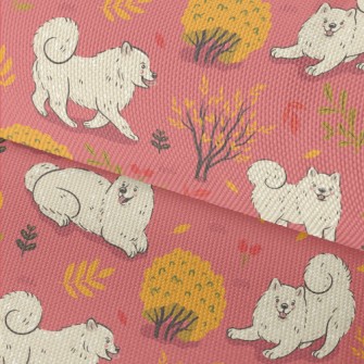 White Samoyed Dog In Autumn Ja Waterproof Oxford