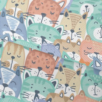 Hand Drawn Colorful Cat Face Waterproof Oxford