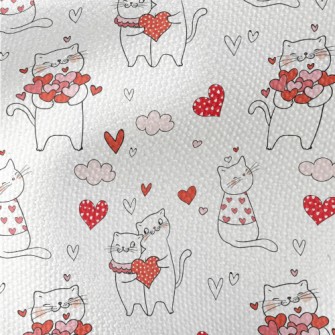 Pink Love Heart Cat Waterproof Canvas