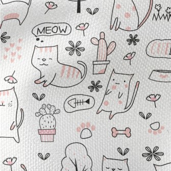 Cute Pink Cat Waterproof Canvas