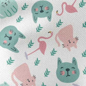 Colorful Cats And Flamingoes Waterproof Canvas