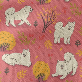 White Samoyed Dog In Autumn Ja Waterproof Canvas