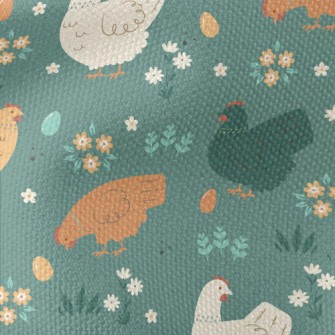 Simple Hen And Flowers Waterproof Canvas