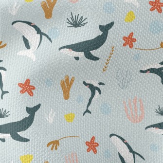 Whales And Corals In Various P Waterproof Canvas