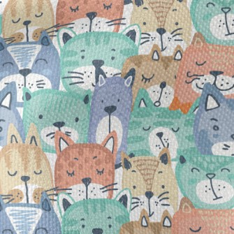 Hand Drawn Colorful Cat Face Waterproof Canvas