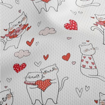Pink Love Heart Cat Athletic Mesh Flat Back