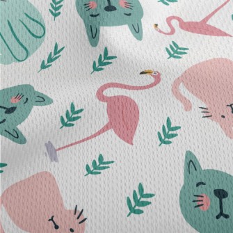 Colorful Cats And Flamingoes Athletic Mesh Flat Back