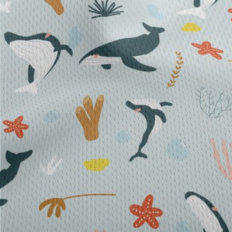 Whales And Corals In Various P Athletic Mesh Flat Back