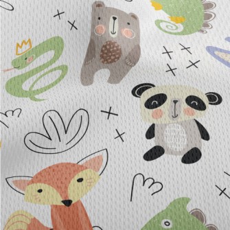 Funny Animals Drawn By Childre Athletic Mesh Flat Back