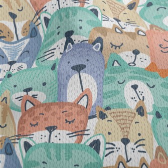 Hand Drawn Colorful Cat Face Athletic Mesh Flat Back