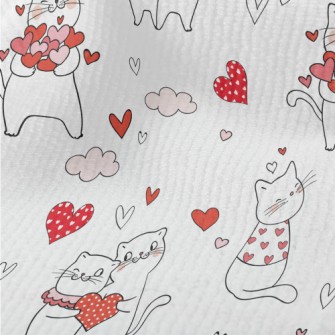 Pink Love Heart Cat Terry