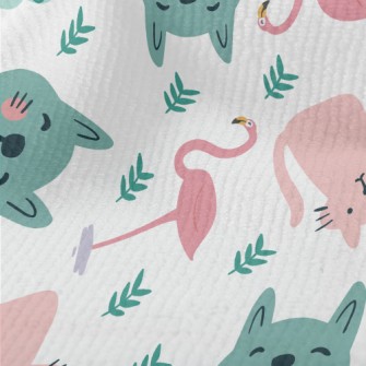 Colorful Cats And Flamingoes Terry