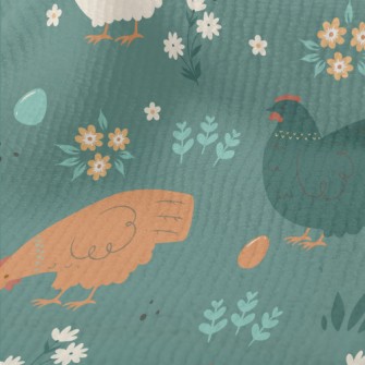 Simple Hen And Flowers Terry
