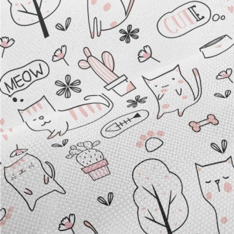 Cute Pink Cat Performance Linen
