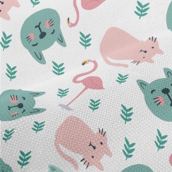 Colorful Cats And Flamingoes Performance Linen