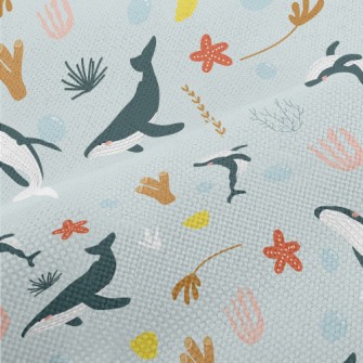 Whales And Corals In Various P Performance Linen