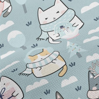 Cat In Cold Winter Performance Linen