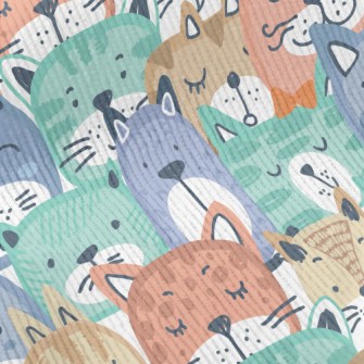 Hand Drawn Colorful Cat Face Standard Corduroy