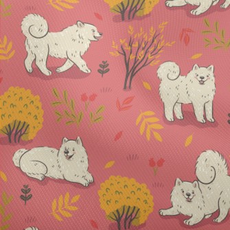 White Samoyed Dog In Autumn Ja Dobby