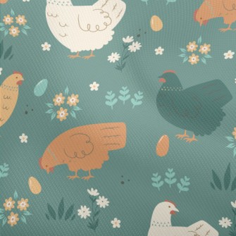 Simple Hen And Flowers Dobby