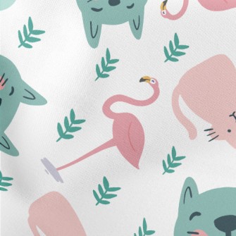 Colorful Cats And Flamingoes Stretch Ponte