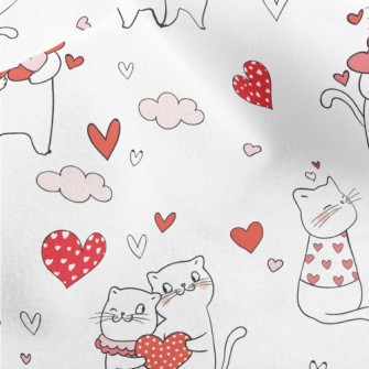 Pink Love Heart Cat Micro Fleece