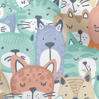 Hand Drawn Colorful Cat Face Micro Fleece