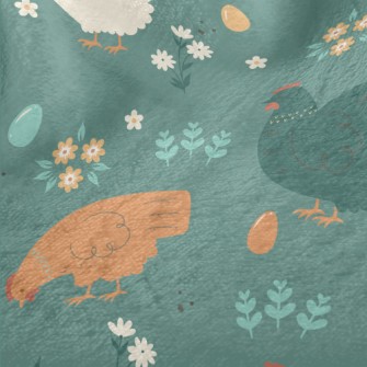 Simple Hen And Flowers Minky