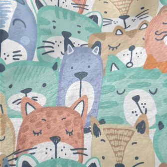 Hand Drawn Colorful Cat Face Minky