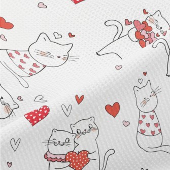 Pink Love Heart Cat Piqué