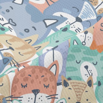 Hand Drawn Colorful Cat Face Piqué