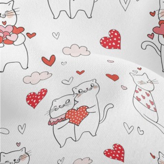 Pink Love Heart Cat Lightweight Performance Linen