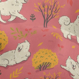 White Samoyed Dog In Autumn Ja Lightweight Performance Linen