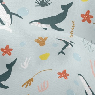 Whales And Corals In Various P Lightweight Performance Linen