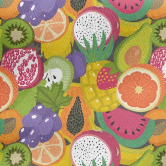 Brightly Colored Fresh Fruit Jersey Backed Fleece