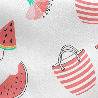 Red Flower Umbrella Bag Popsic Jersey Backed Fleece