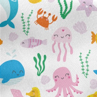 Happy Marine Life Jersey Backed Fleece