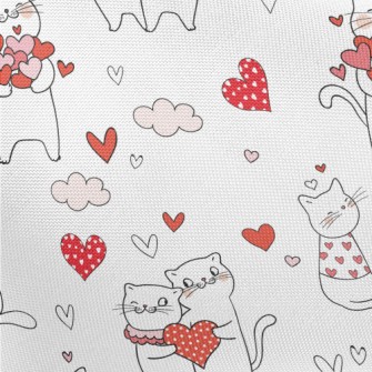 Pink Love Heart Cat Pongee