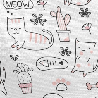 Cute Pink Cat Pongee