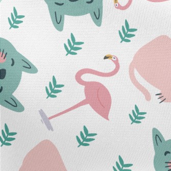 Colorful Cats And Flamingoes Pongee