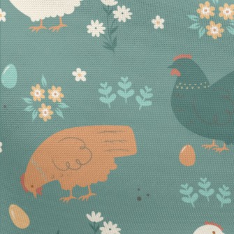 Simple Hen And Flowers Pongee