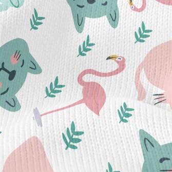 Colorful Cats And Flamingoes Stretch Jersey