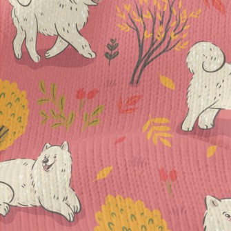 White Samoyed Dog In Autumn Ja Stretch Jersey