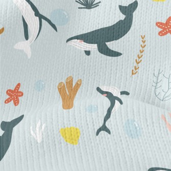 Whales And Corals In Various P Stretch Jersey