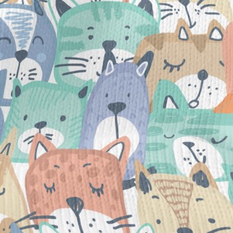 Hand Drawn Colorful Cat Face Stretch Jersey