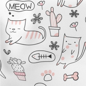Cute Pink Cat Lightweight Cotton Poplin